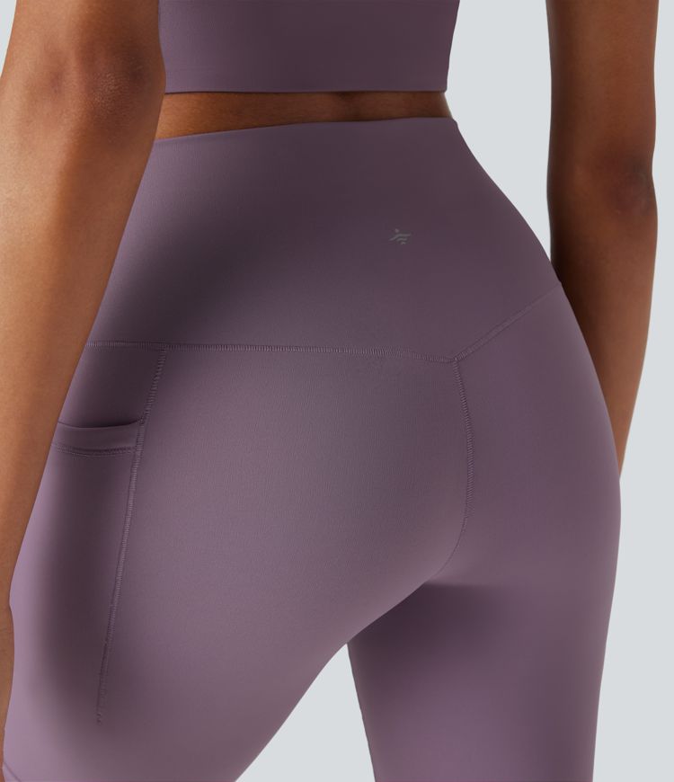 pantalones cortos de ciclismo halara ultrasculpt cool de secado rápido cintura alta control de abdomen para senderismo 7 con bolsillos upf 50