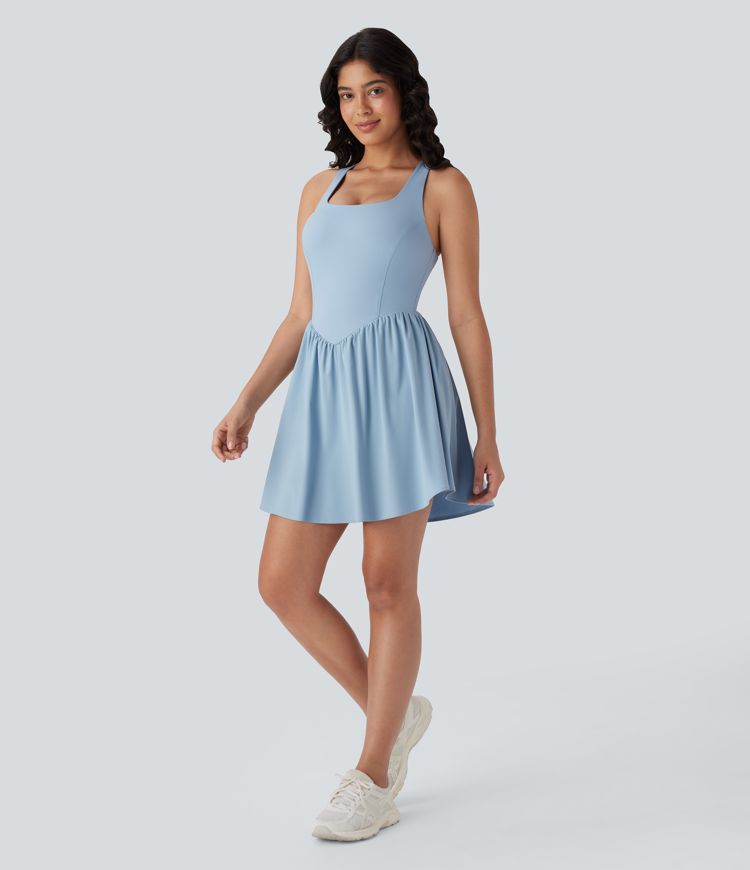 vestido deportivo breezeful corset 2 en 1 con bolsillo de secado rápido fluido y de largo largo para pickleball
