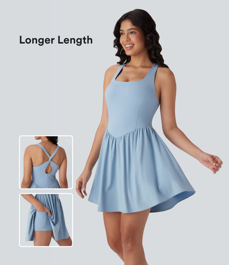 vestido deportivo breezeful corset 2 en 1 con bolsillo de secado rápido fluido y de largo largo para pickleball
