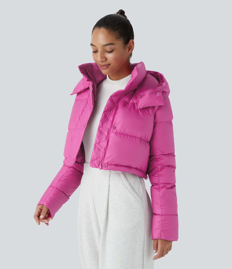 chaqueta acolchada informal de manga larga con capucha extraíble y bolsillo invisible repelente al agua