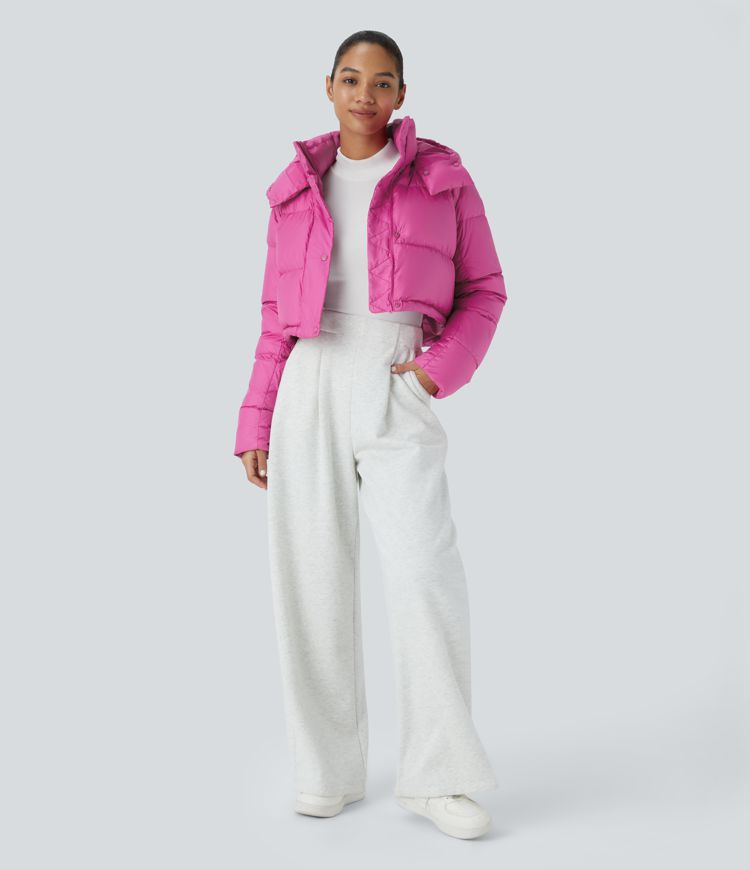 chaqueta acolchada informal de manga larga con capucha extraíble y bolsillo invisible repelente al agua