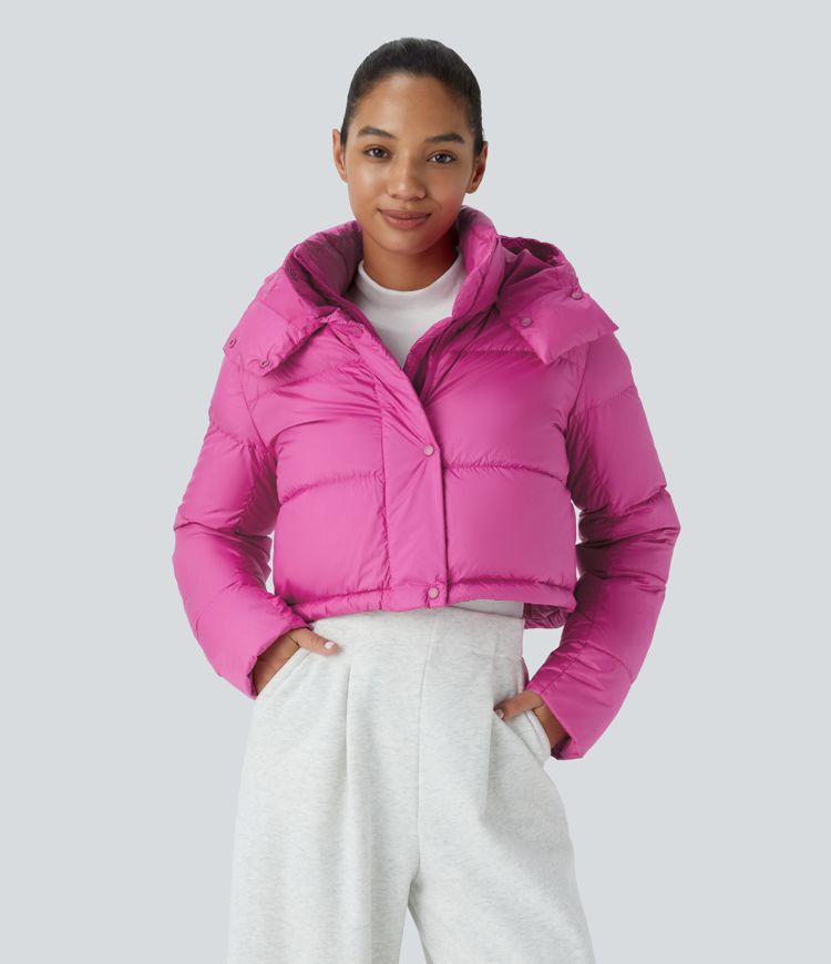 chaqueta acolchada informal de manga larga con capucha extraíble y bolsillo invisible repelente al agua