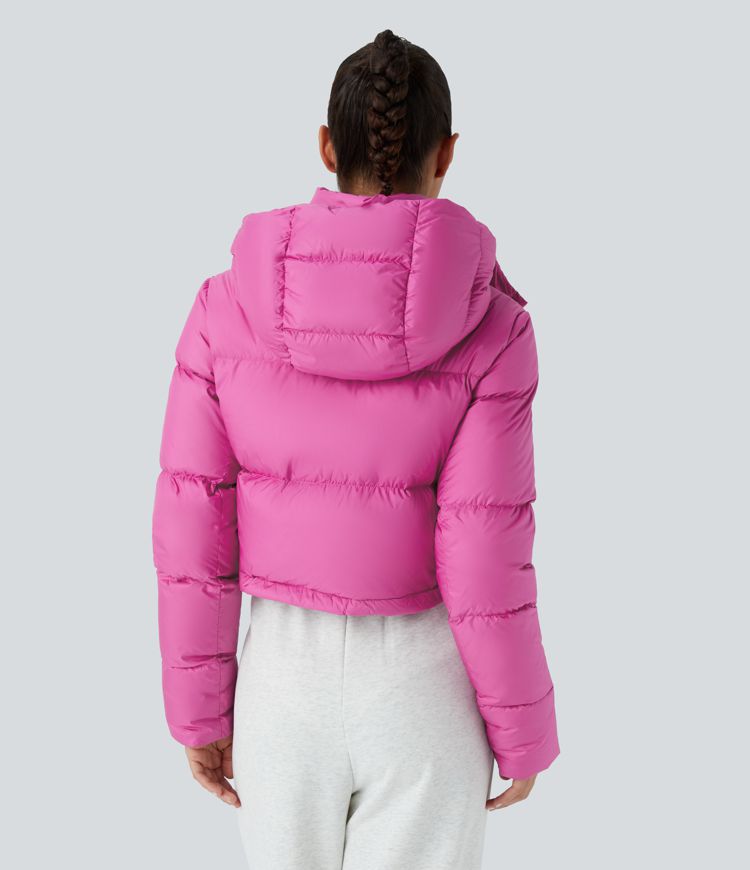 chaqueta acolchada informal de manga larga con capucha extraíble y bolsillo invisible repelente al agua