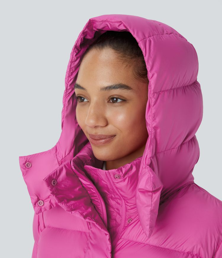 chaqueta acolchada informal de manga larga con capucha extraíble y bolsillo invisible repelente al agua