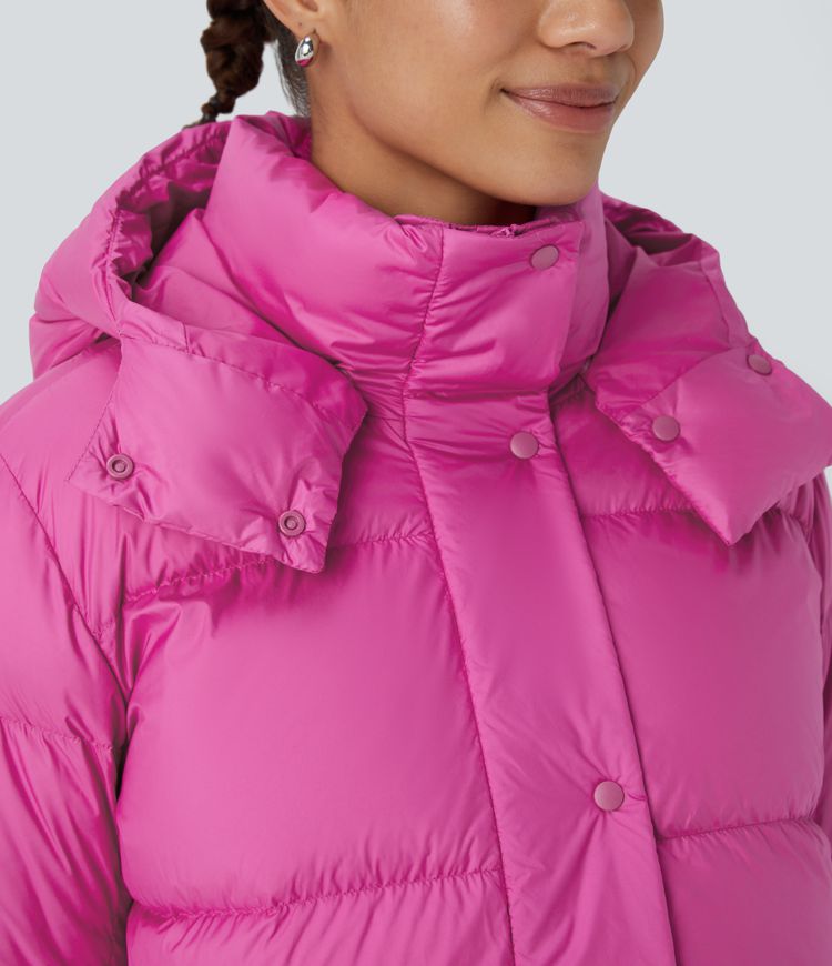 chaqueta acolchada informal de manga larga con capucha extraíble y bolsillo invisible repelente al agua