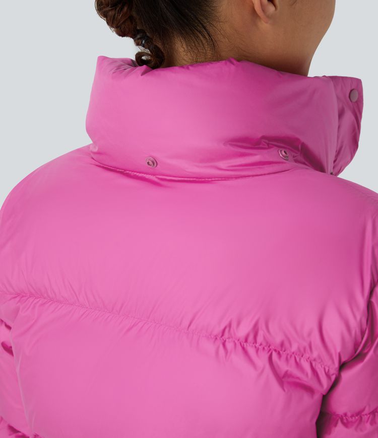 chaqueta acolchada informal de manga larga con capucha extraíble y bolsillo invisible repelente al agua
