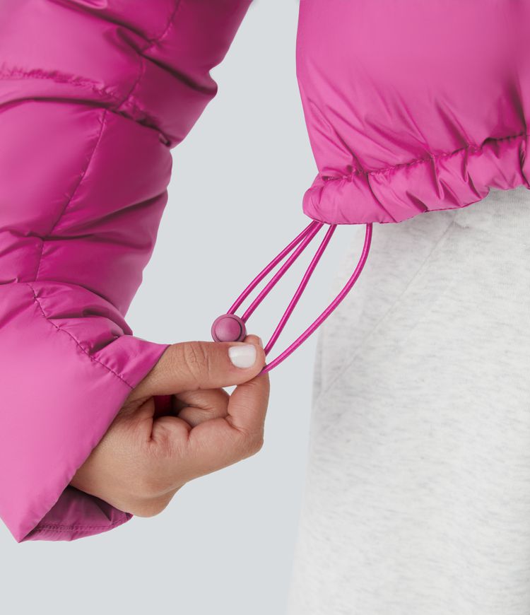chaqueta acolchada informal de manga larga con capucha extraíble y bolsillo invisible repelente al agua