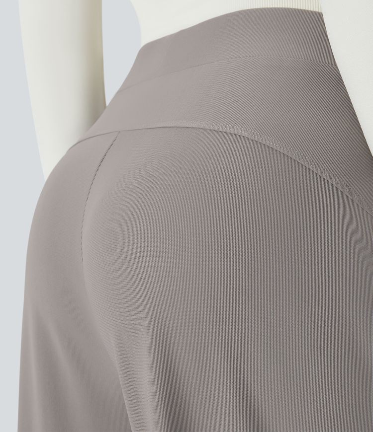 pantalones de trabajo halara flex de cintura alta moldeadores de cuerpo con bolsillos pernera ancha y microgofre
