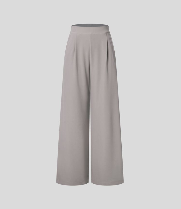 pantalones de trabajo halara flex de cintura alta moldeadores de cuerpo con bolsillos pernera ancha y microgofre