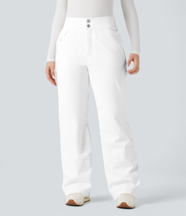 pantalones de senderismo de cintura alta y cálidos con bolsillos