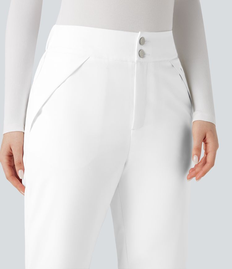 pantalones de senderismo de cintura alta y cálidos con bolsillos