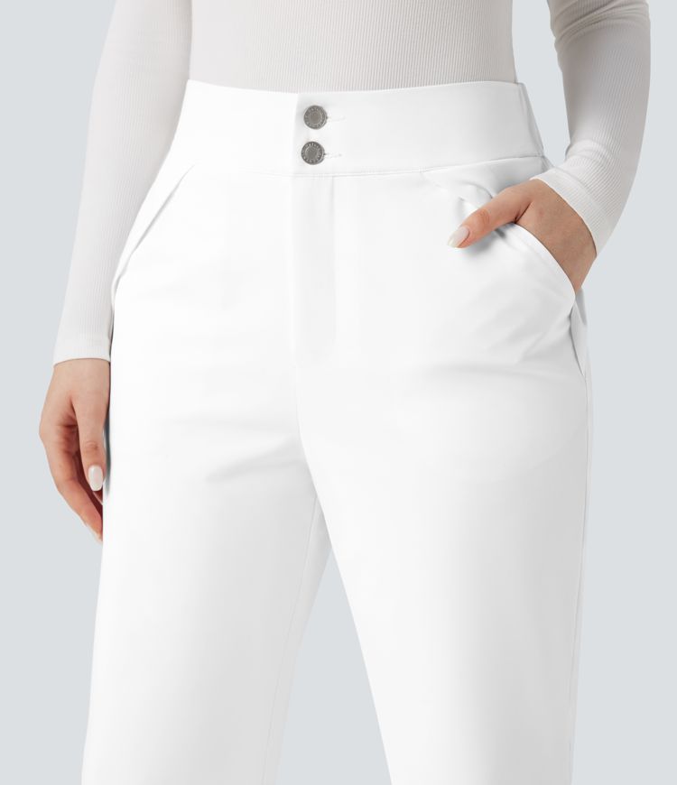 pantalones de senderismo de cintura alta y cálidos con bolsillos
