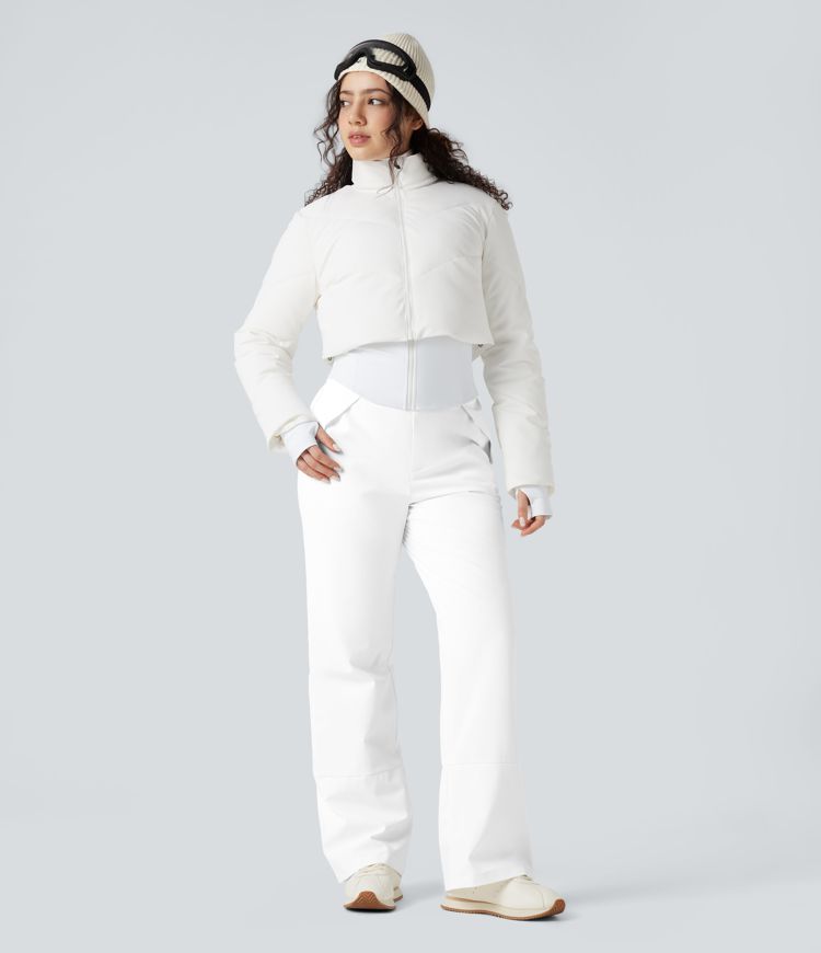 pantalones de senderismo de cintura alta y cálidos con bolsillos