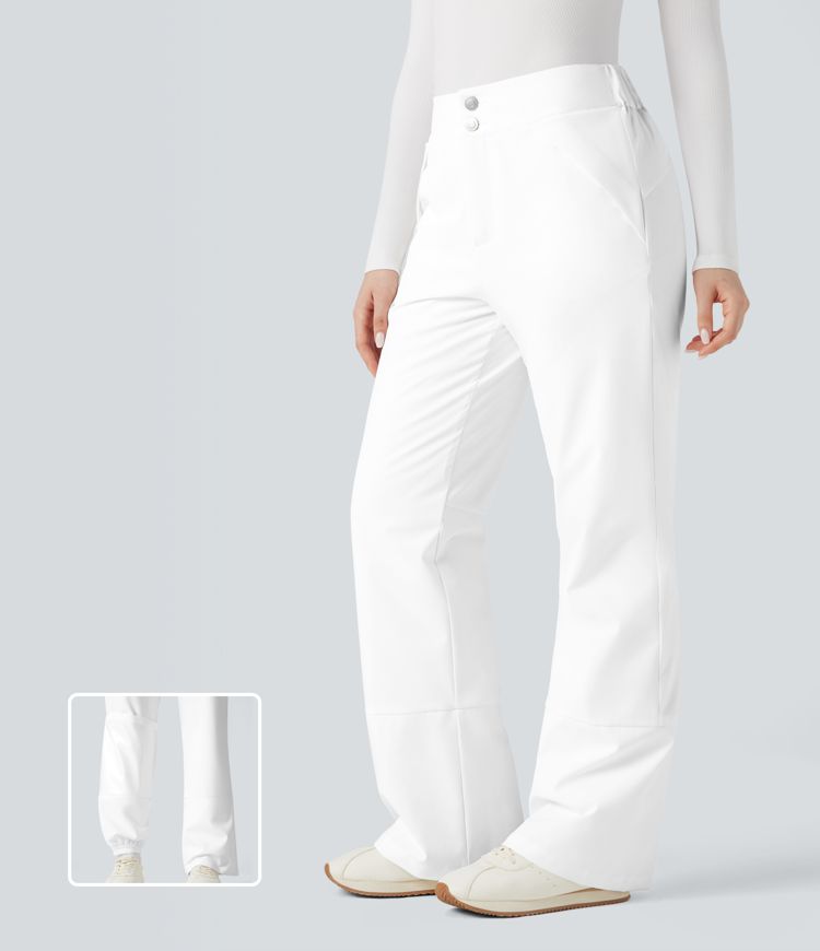pantalones de senderismo de cintura alta y cálidos con bolsillos