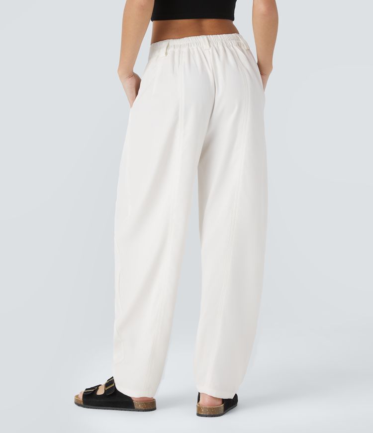 pantalones de trabajo halara flex de tiro medio con bolsillos y pernera cilíndrica
