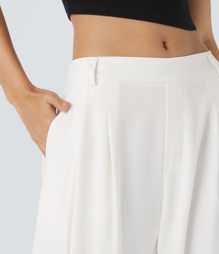 pantalones de trabajo halara flex de tiro medio con bolsillos y pernera cilíndrica