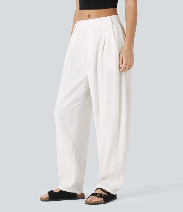 pantalones de trabajo halara flex de tiro medio con bolsillos y pernera cilíndrica