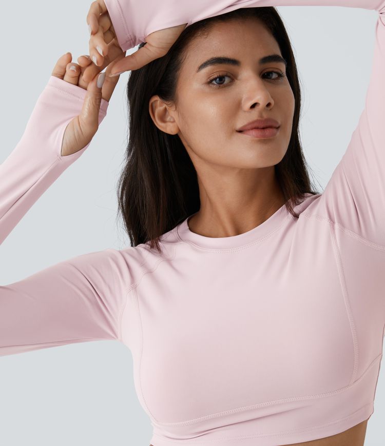 top deportivo de yoga corto con abertura para el pulgar