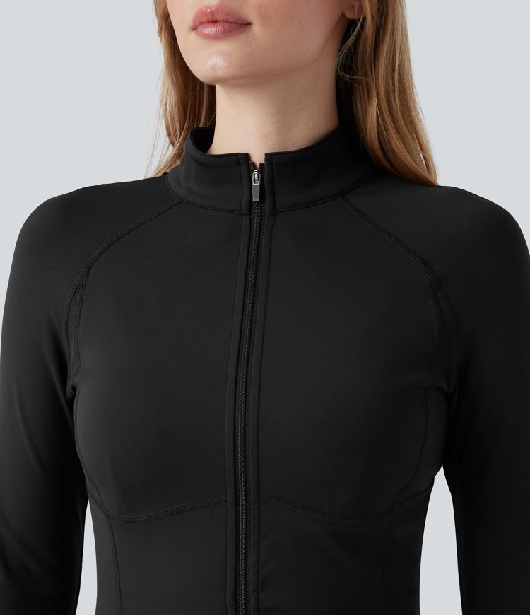 chaqueta acolchada informal corta puffflex 3 en 1 con cuello alto dobladillo curvo y aberturas para los pulgares con bolsillo