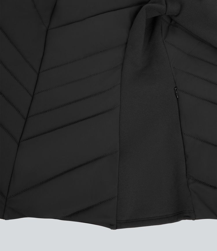 chaqueta acolchada para correr de manga larga con cuello alto cremallera y bolsillos