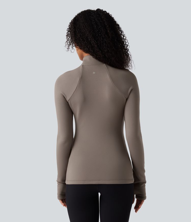 chaqueta polar 3 en 1 de cuello alto manga larga aberturas para los pulgares y chaleco acolchado con bolsillos