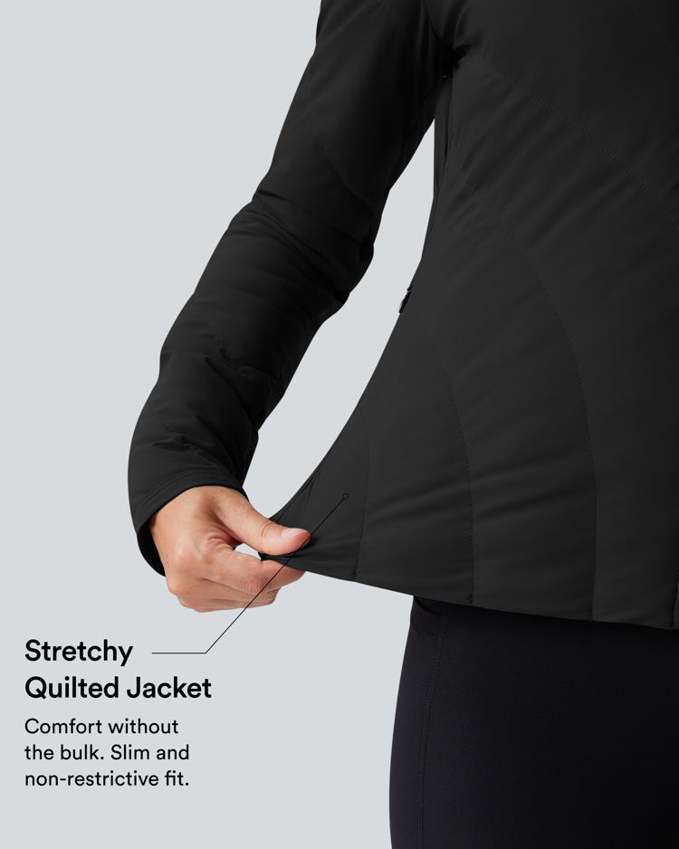 chaqueta acolchada informal elástica de manga larga con cuello alto y bolsillos puffflex